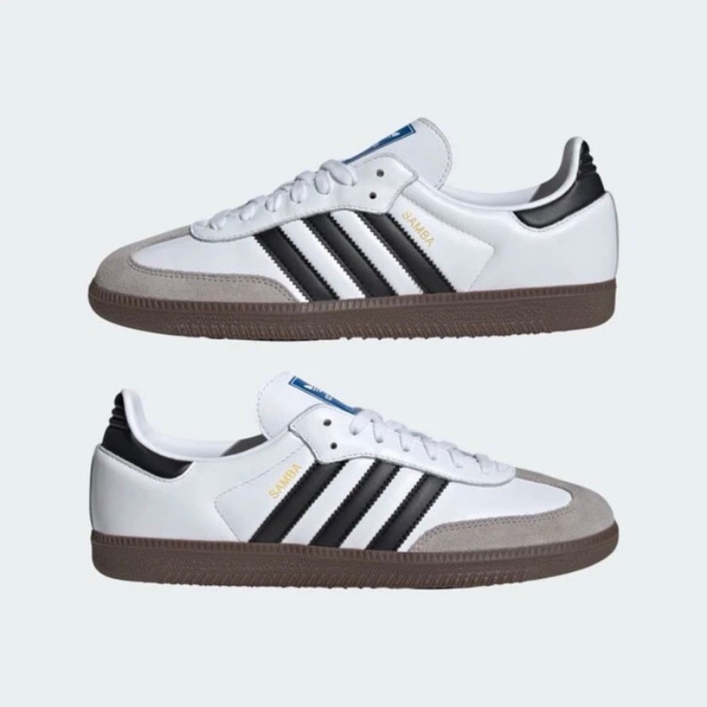 $100 Adidas Samba OG Black White Leather Grey Suede Sneakers Size 6.5